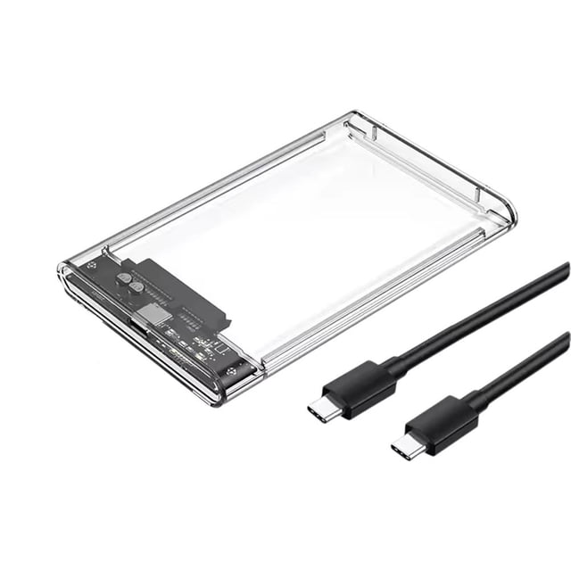 Clear Acrylic 2.5-Inch SATA Drive Enclosure, 5Gbps Speed & Intelligent Sleep Mode, Portable External Hard Drive Case for PC or Mac