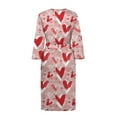 thumbnail image 5 of Yuyamidu Red Heart Womens Robes Valentine's Day 3/4 Sleeve Loungewear for Ladies Robe for Women Loose Bathrobe Soft Sleepwear Size S, Night Gown for Sleep Spa, 5 of 7