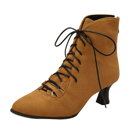 GHSOHS Cowboy Boots for Women Mid Calf Boots Ankle Boots for Women Low Heel Buckle Strap Ankle Booties Pointed Toe Zipper Heels Dress Jeans Boots Lace Up Boots Work Party Shoes Combat Boots Size 39