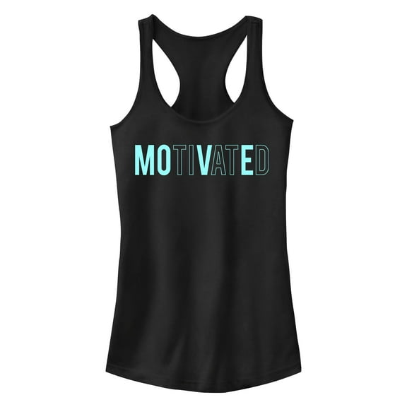 Junior's Lost Gods Motivated Move Text  Racerback Tank Top