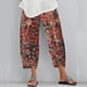 thumbnail image 2 of Gibobby pantalones para nieve mujer Lady Casual Wide print Pantalones Cintura Pantalones elásticos Pierna Mujer Flores Pantalones (Vino, S), 2 of 3