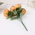 thumbnail image 5 of Artificial Flower Not Wither Realistic Non-fading No Watering Easy Care Faux Silk 7 Heads of Bouquet of Bud Heart Roses Weeding Supply-Champagne, 5 of 6