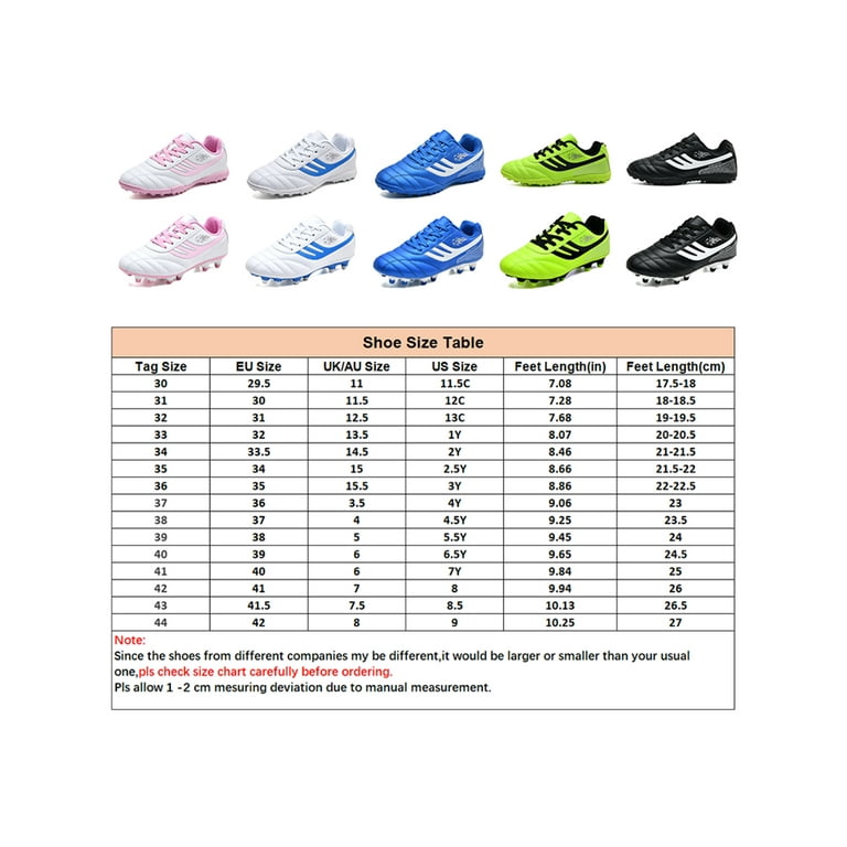 SIMANLAN Kids Round Toe Soccer Cleats Training Boys Lace Up Football Sneaker Mens Athletic Shoes White Long 7Y