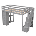 thumbnail image 6 of Tcbosik Twin Size Loft Bed with Storage Stair, Drawers and Shelves, Wood Bed Frame with Safety Guardrail for Bedroom, Easy Assembly, Gray, 6 of 9
