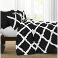 thumbnail image 2 of D.N.G. BEDDINGS 5 Piece Luxury Two Tone Diamond Ruffle Pattern Comforter Set Premium Super Soft All Season 800 Thread Count, 100% Egyptian Cotton, Full/Queen Size White/Black Solid Color, 2 of 4