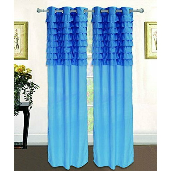 Ruffled Pleated Window Curtain Grommet Solid Panel