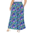 thumbnail image 4 of DARING DIVA Women's Plus Boho Floral Palazzo Trousers Pants 1X Dark Blue Purple, 4 of 6