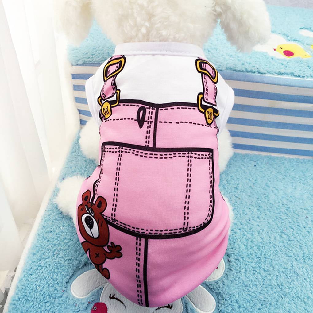 Pet Dog Puppy Clothes Fake Strap Vest Shirt Dog Cotton Spring Summer