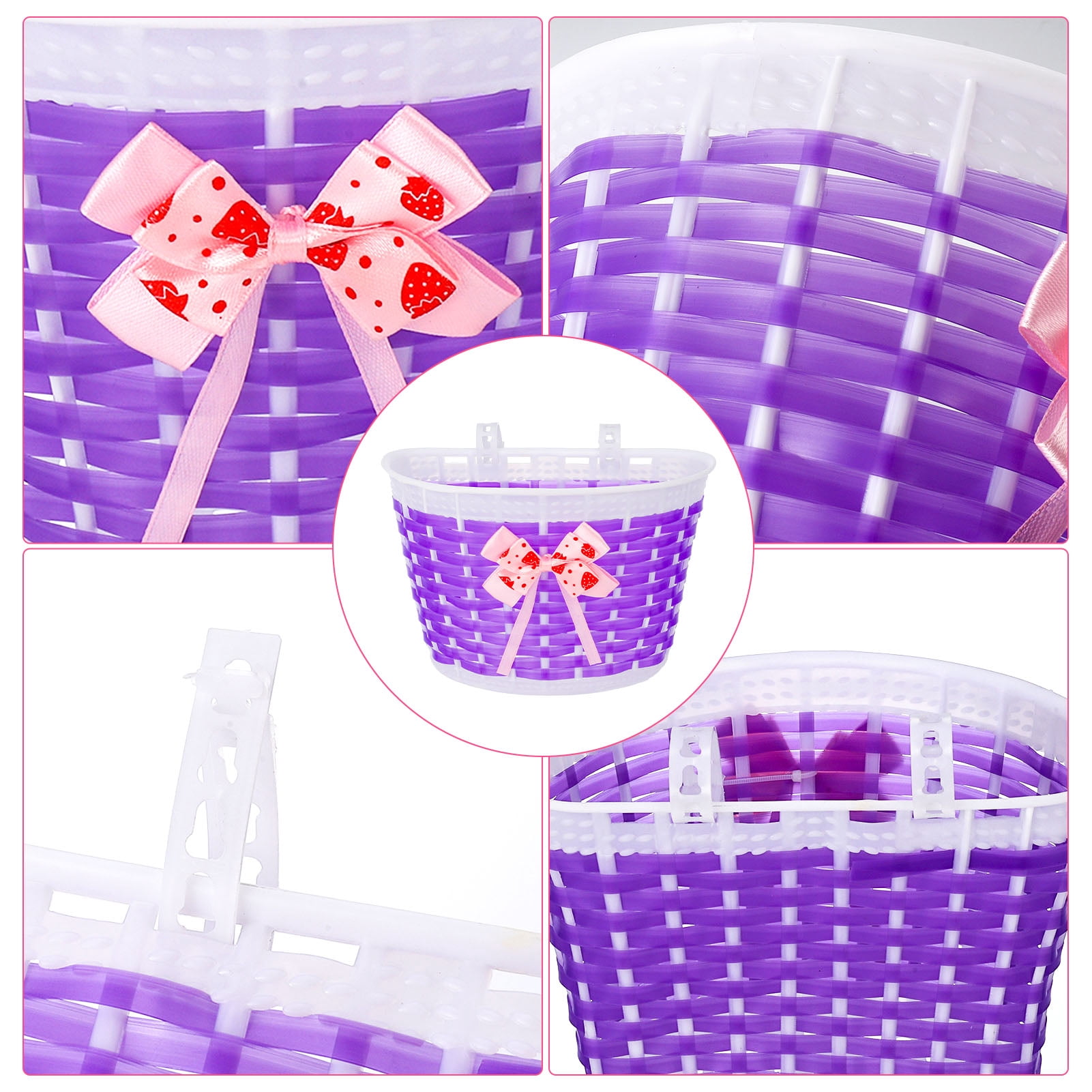 Hengguang 5Pcs Girl's Bicycle Basket Streamers Set, Kid's Bicycle Basket, Bike Bell and Star Shaped Beads for Girls and Boys Bike Basket Front Decoration