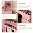 thumbnail image 6 of 47" Large Vanity Desk with Lighted Mirror & Charging Station, Pink Makeup Vanity with 7 Drawers & 6 Shelves, Vanity Set with Cushioned Stool, 6 of 8