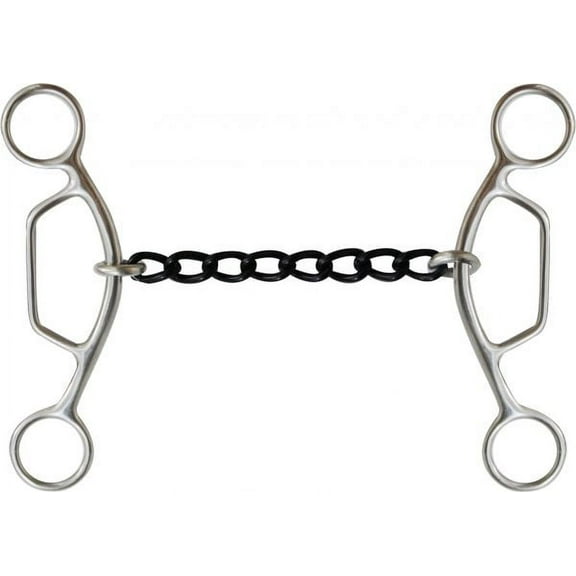 Showman Stainless Steel Sliding Gag Bit with Blued Steel Chain Mouth Piece