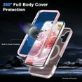 thumbnail image 6 of Designed for iPhone 16 Case with Magsafe Stand, Built-in Screen Protector Drop Protection Shockproof Lightweight Slim Translucent 2 In 1 Case Cover for iPhone 16, Pink, 6 of 6