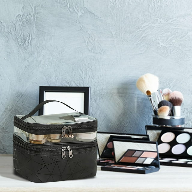 Discount Qaailabf Zippered Tote Bag, Portable Bathroom Travel Bag In Clear PVC Double Layer Cosmetic Bag