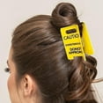 thumbnail image 2 of Fun Hair Clip Styling Tool with Yellow Color Caution Sign Design for Work Class or Casual Outings Sparks Laughter, 2 of 8