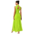 thumbnail image 2 of Oyolan Womens Lyrical Dance Dress Sleeveless Flowy Mesh Slit Hem Maxi Long Skirt Contemporary Dance Fluorescent Yellow XL, 2 of 5