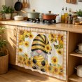 thumbnail image 5 of Sunflower Gnomes Cabinet Curtains 35"W x 35"L, Summer Botanical Bee Yellow Plaid Rustic Sink Skirt for Bathroom Vanity Kitchen Self Adhesive, Dust-Proof Privacy Curtain for Shelves Closet Laundry, 5 of 9