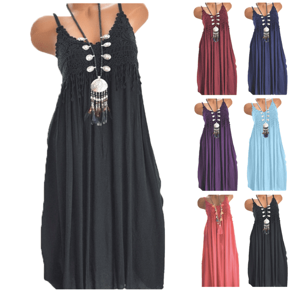 Xunlbb Women's Long Dress Fashion Sleeveless Summer Tassel Cotton Fashion Long Dress Lightweight Pleated Front Summer Vacation Beach Fashion Plus Size S-XXXXXL