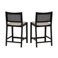 thumbnail image 4 of Powell Bilberry 25" Indoor Low Cane-Back Wood Counter Stool, Set of 2, Black/Beige, 4 of 21