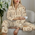 thumbnail image 6 of Uemuo Coffee Time Pattern Womens Pajama Sets,PJ Set for Women,Pajamas for Women Logo,Long Sleeve Pajama Set for Women,Soft Long Sleeve Top With Pants-X-Large, 6 of 9