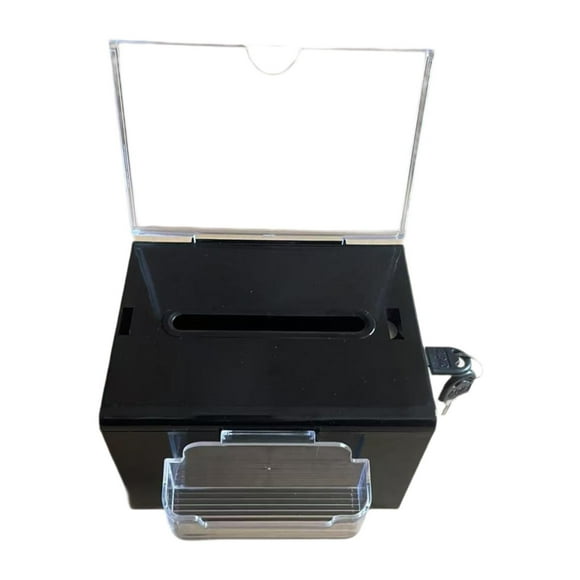 Lipstore Suggestion Box Lockable Multipurpose Donation Case for Tabletop Shop Charity Black