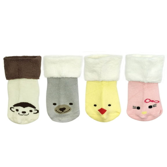 Wrapables® Thick Animal Face Socks for Baby Girl (Set of 4)