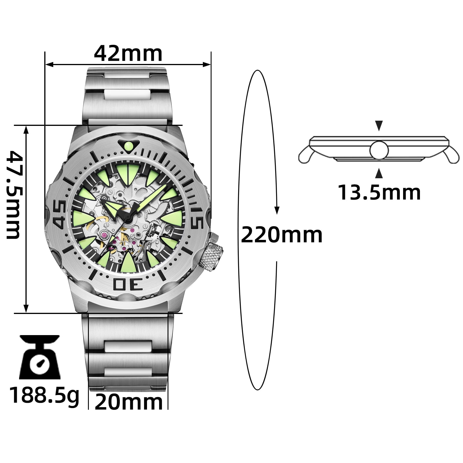 ADDIESDIVE Men's Automatic Diver Watch 200M Waterproof, Luxury Stainless Steel Dive Watch for Men with NH36 Movement, Sapphire Crystal Glass, Super Luminous Analog Watch