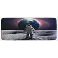 thumbnail image 1 of Space Kitchen Mat, Brave Astronaut at the Spacewalk on the Moon Surface with Earth Cosmos Art Image, Plush Decorative Kitchen Mat with Non Slip Backing, 47" X 19", Grey Magenta, by Ambesonne, 1 of 1