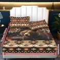 thumbnail image 6 of ZIATUBLES 3 Pcs Twin Size Sheet Set, Soft Comfort Bedding Sets with 1 Fitted Sheet and 2 Pillowcases, Cooling Cozy All-Season Bed Sheets, Aztec Bear Mandala American Flag Printed, 6 of 9