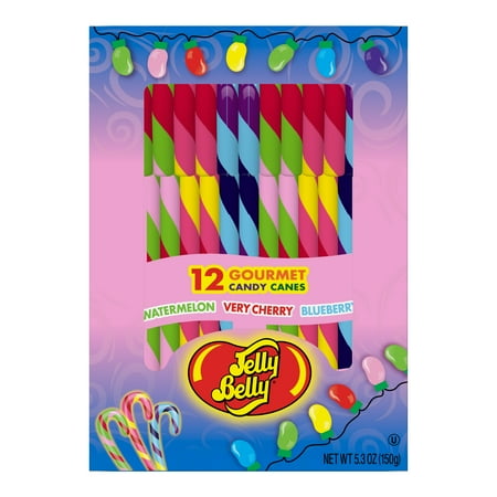 Jelly Belly Christmas Candy Canes Stocking Stuffers, Assorted Flavors, 5.3 oz, 12 Count Cradle