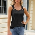 thumbnail image 6 of Jewelreauty Women Sleeveless Tank Tops Casual Solid Scoop Neck Ribbed Knit Shirts Loose Tunic Metal Ring Blouses (S, Black), 6 of 8