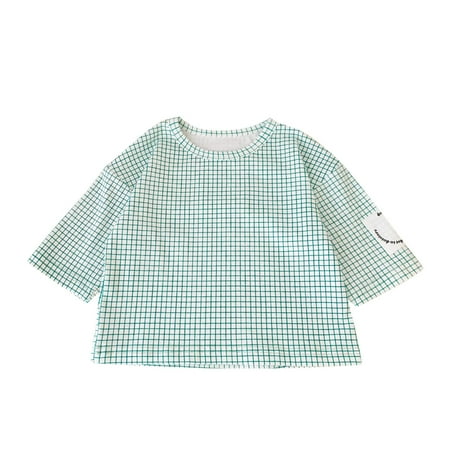 

Qufokar Muscle for Boys Boys Sweatshirt Kids Toddler Baby Boys Girls Plaid Patchwork Long Sleeve Blouse Tops T Shirt Outfits Clothes