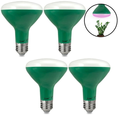 4 Acuvar BR30 9W E26 LED Grow Light Bulb Hydroponic Full Spectrum Enriched Ideal for Budding, Flowering & Vegetative (Best Spectrum For Vegetative Growth)