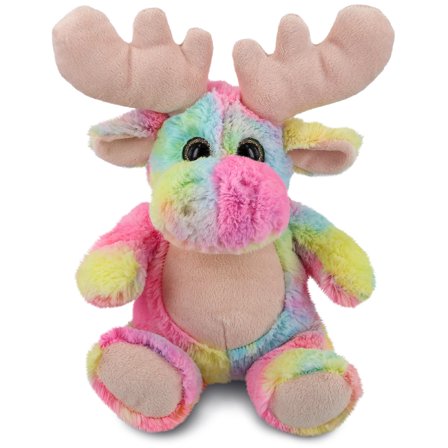 DolliBu Rainbow Moose Stuffed Animal – Soft Huggable Moose Stuffed Toy, Adorable Playtime Wildlife Plush Toy, Cute Cuddle Gifts, Super Soft Plush Doll Animal Toy for Kids and Adults – 11 Inch