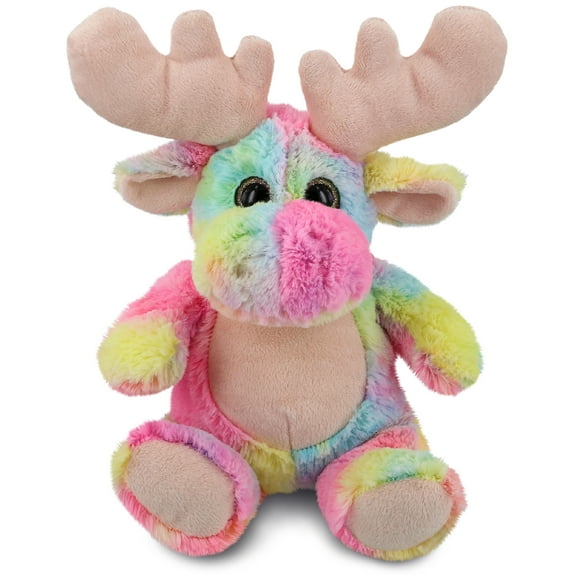 DolliBu Rainbow Moose Stuffed Animal – Soft Huggable Moose Stuffed Toy, Adorable Playtime Wildlife Plush Toy, Cute Cuddle Gifts, Super Soft Plush Doll Animal Toy for Kids and Adults – 11 Inch
