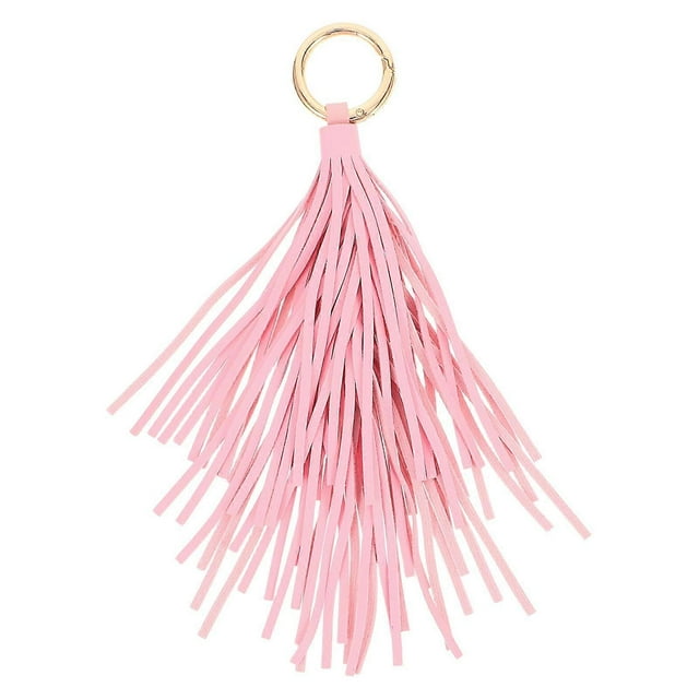 Fashion Car Pendant Keychain Women Handbag Key Chain Ring Holder Charm PU Leather Tassels Bag Accessories (Pink)