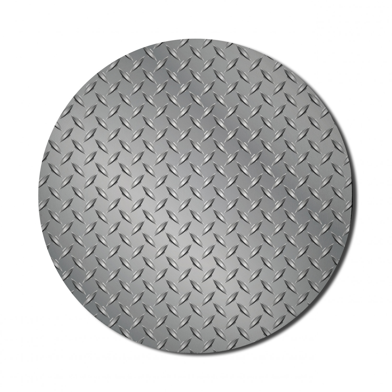 Grey Mouse Pad for Computers, Fence Design Netting Display Diamond Plate Effects Chrome Motif Print Illustration, Round Non-Slip Thick Rubber Modern Gaming Mousepad, 8" Round, Grey, by Ambesonne - image 1 of 2