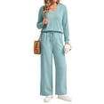 thumbnail image 2 of Fantaslook Two Piece Sets for Women Fall Outfits Long Sleeve Tops Wide Leg Pants Lounge Matching Sets Vacation Travel Outfits, 2 of 7