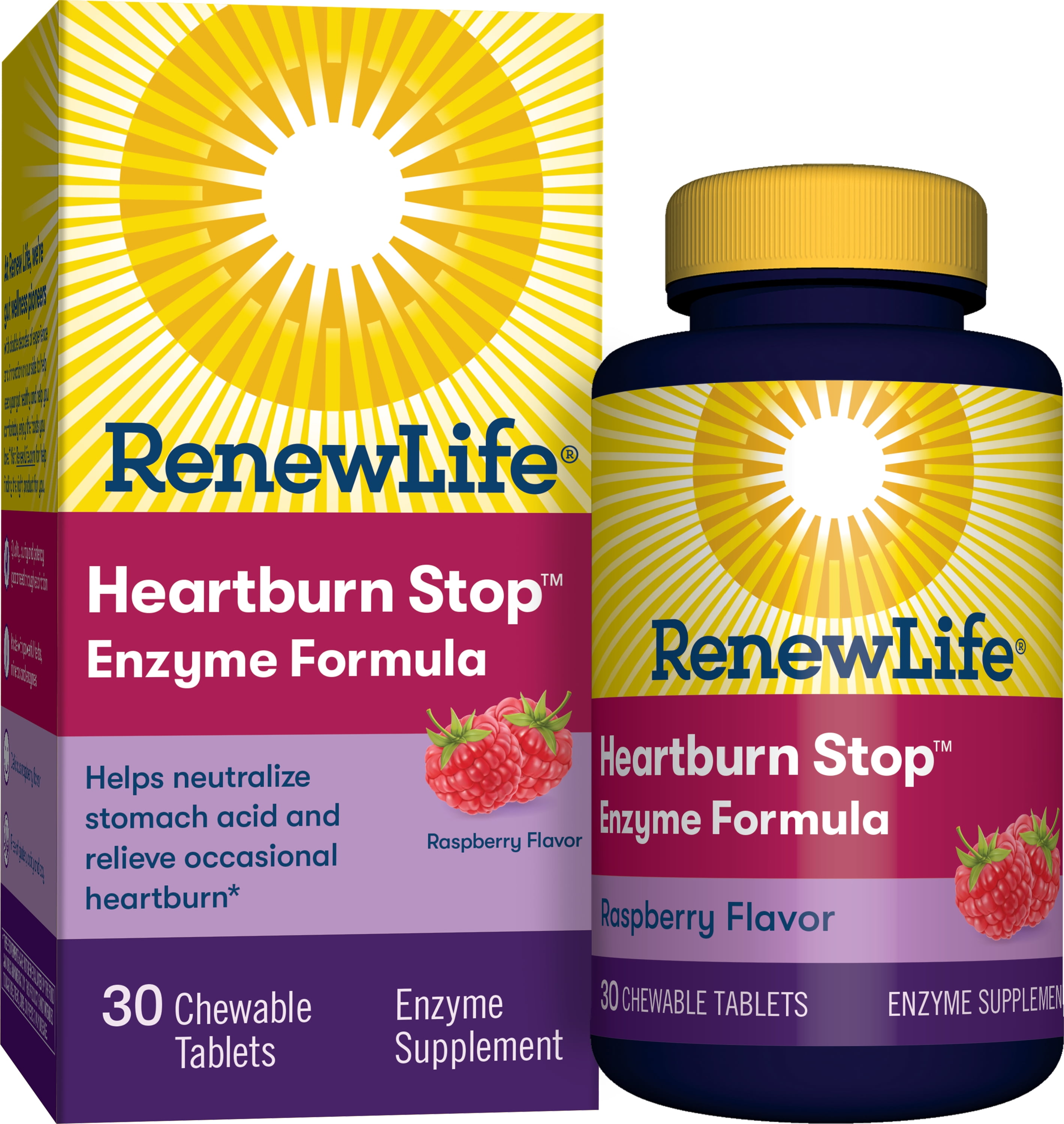 Renew Life Heartburn Stop, Chewable PlantBased Enzyme Supplement