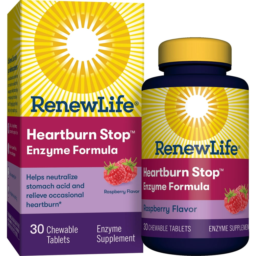 Renew Life Heartburn Stop, Chewable PlantBased Enzyme Supplement