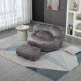 thumbnail image 2 of High Back Bean Bag Chair plush for Adults  Lazy  lounger Couch Grey, 2 of 5