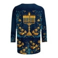 thumbnail image 5 of Craaazy Women's Loose Casual Round-Neck 3/4 Sleeve Hanukkah Print Tops Gifts, 5 of 5