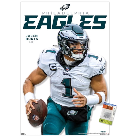 NFL Philadelphia Eagles - Jalen Hurts Feature Series 23 Wall Poster with Push Pins, 22.375" x 34"