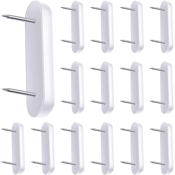 Plastic Head Double Pins Bed Skirt Holding Pins White Furniture Chair Leg Pins Glide Nails Holding Pins for Slipcovers and Bedskirts (15 Pieces)