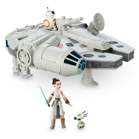 Disney Store Star Wars Millennium Falcon Light Up 15" Play Set Rey & Chewie Toy Figures Marvel ToyBox