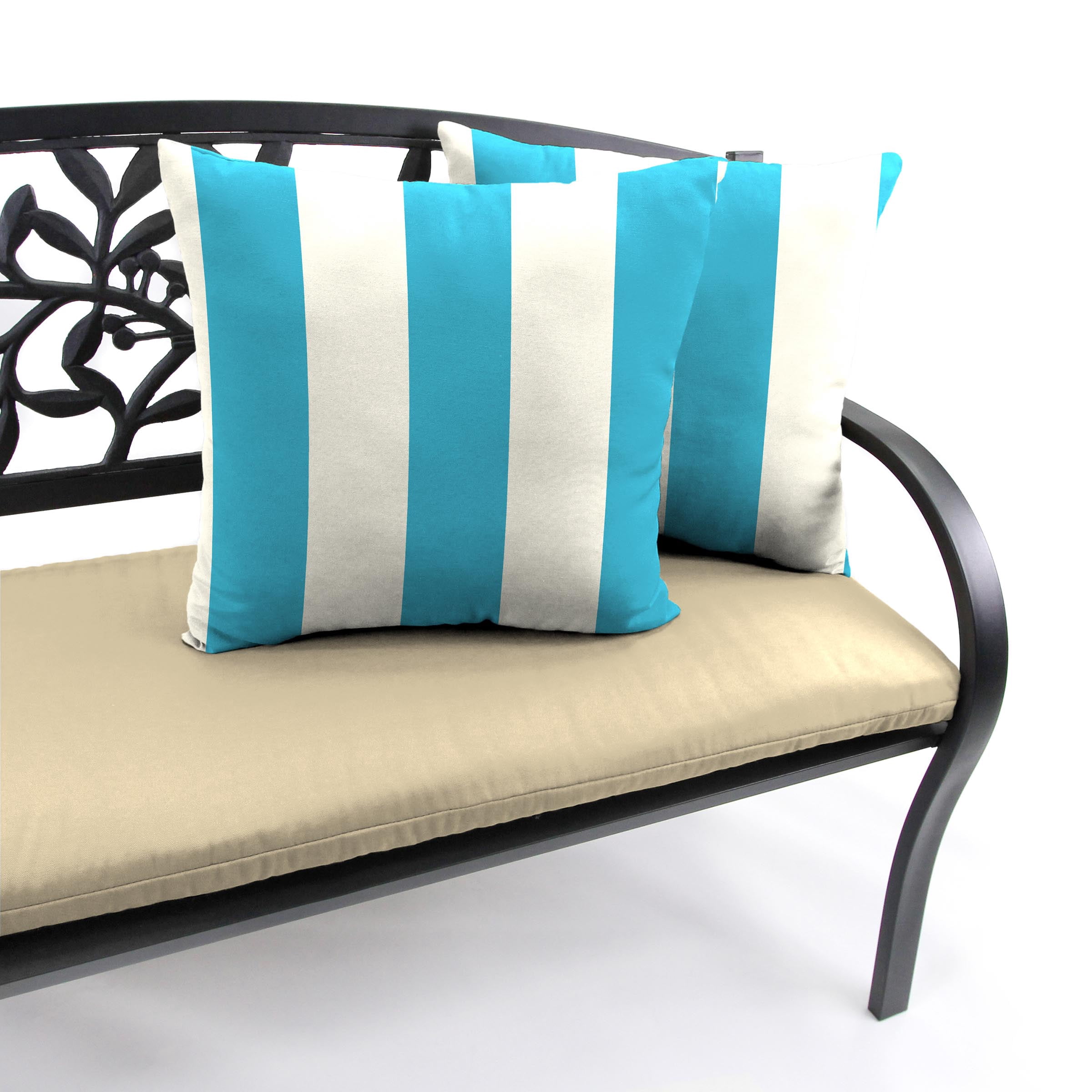 Jordan Manufacturing 16" x 16" Turquoise Stripe Outdoor Throw Pillow (Set of 2)