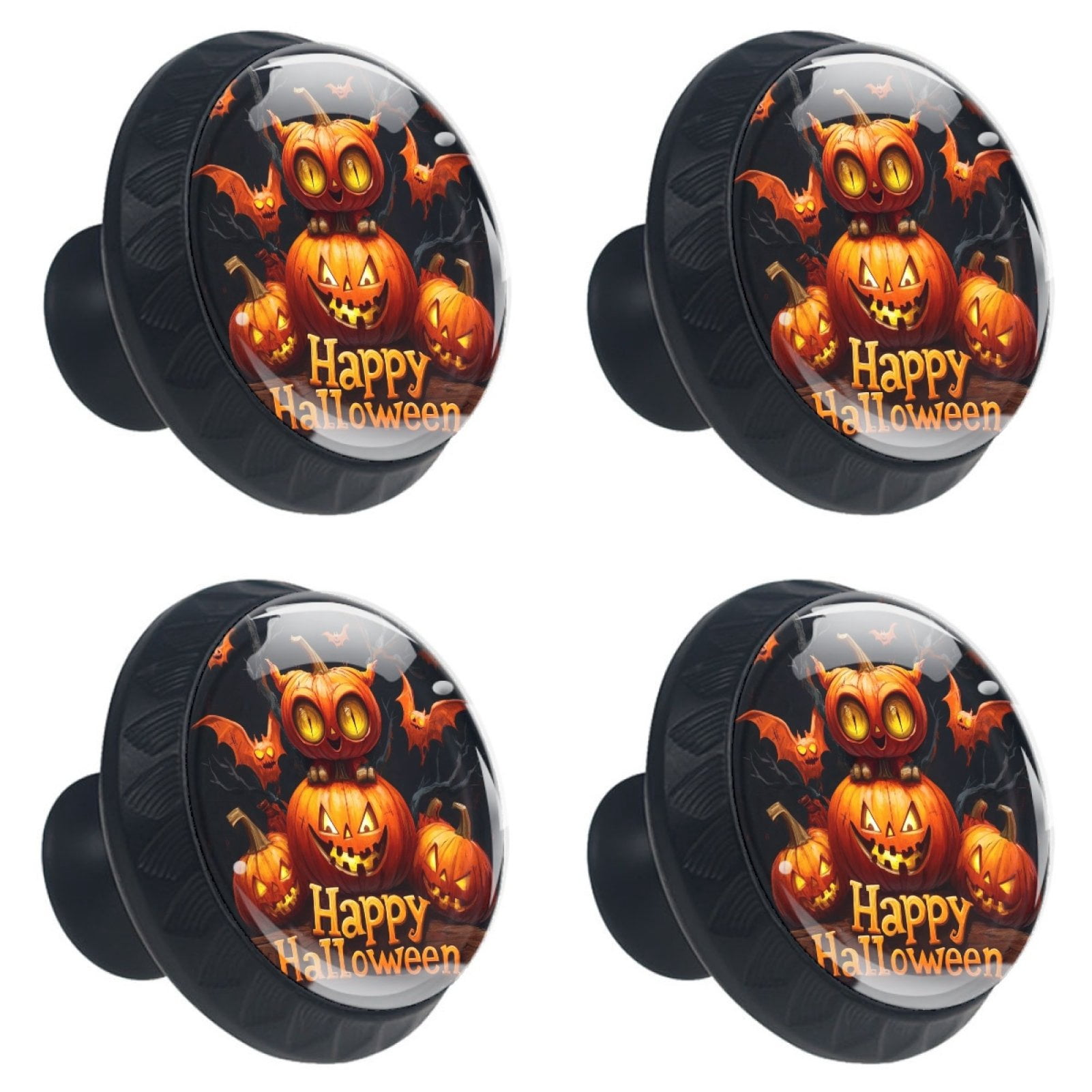4 Pcs Happy Halloween Knobs for Kitchen Cabinet Cupboard Dresser Bookcase Drawer Pulls Handles Round Home Decor