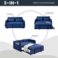 thumbnail image 4 of DEALTOPS 55" Modern Pull Out Loveseat Sofa Bed with 2 Detachable Arm Pockets, Blue, 4 of 9