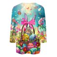 thumbnail image 4 of BiZtdJrK Women's 3/4 Sleeve Shirts Easter Eggs Graphic Tees Shirt Casual Round Neck Pullover Blouses Cute Rabbit Print Tunic Tops Multicolor XXL Winter Clearance Prime, 4 of 6