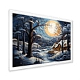 thumbnail image 2 of Designart "Winter Cottage Magic Christmas Scenery I" Landscapes Framed Wall Art Decor - Traditional Yellow Winter Landscape Entryway Framed Wall Art, 2 of 6