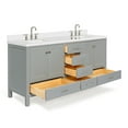 thumbnail image 5 of ARIEL Cambridge 73 Inch Double Rectangle Sink Vanity With White Quartz Countertop In Grey, 5 of 7